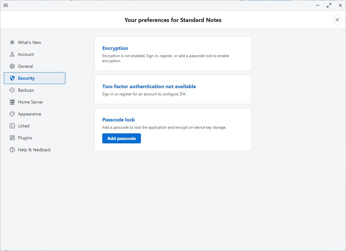Standard Notes use without account and encrypt your data