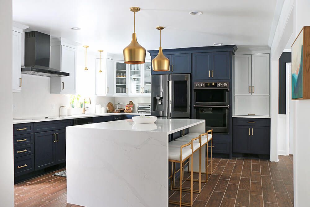 dark navy kitchen cabinets