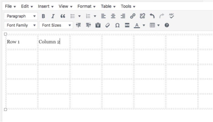 TablePress-mte-TinyMCE-table