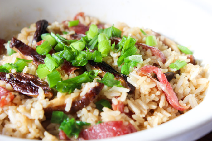 Chinese Sausage and Mushroom Rice