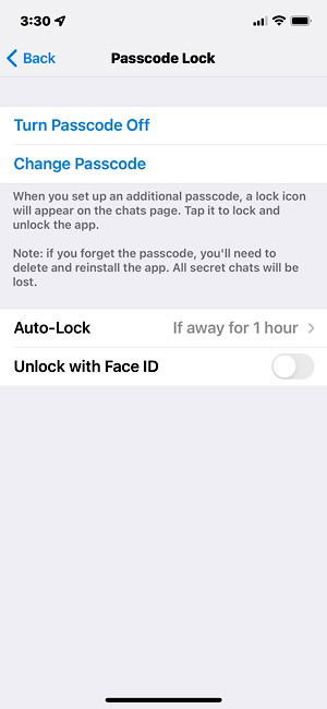 Telegram Passcode Lock Face Id On