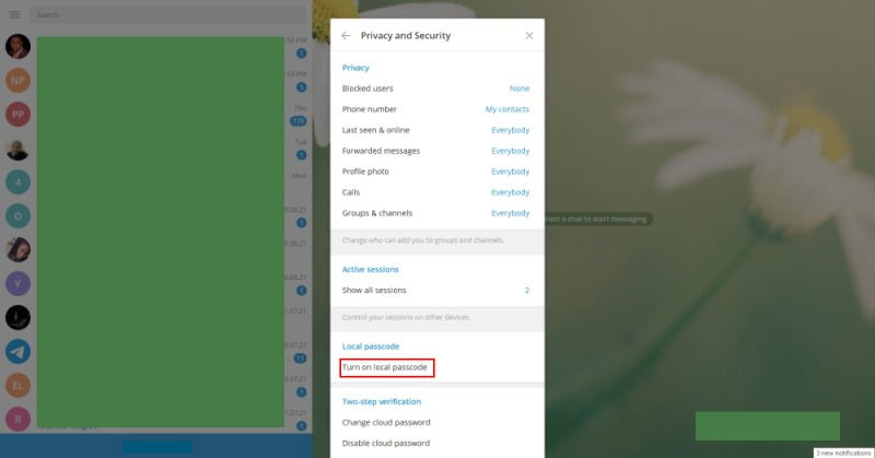Telegram Passcode Lock Click Turn On Local Passcode