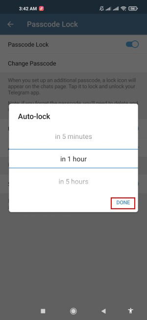 Telegram Passcode Lock Set Auto Lock Timer
