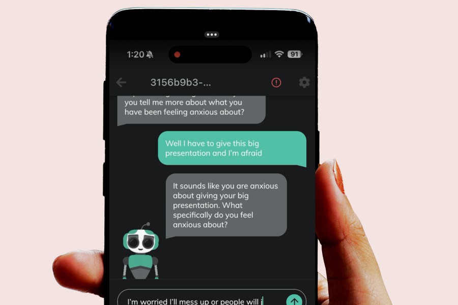 Person talking with Therabot AI.