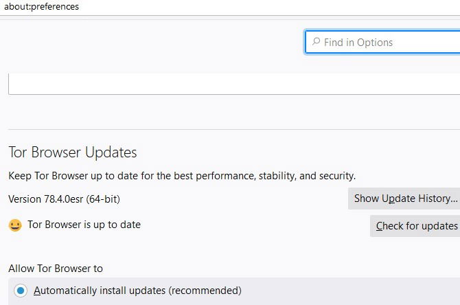 Tor Speeds About Preferences Updates