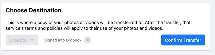 Transfer Facebook Photos Videos Confirm Transfer Transfer Facebook Photos Videos Confirm Transfer