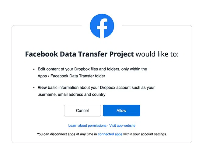 Transfer Facebook Photos Videos Permission Transfer Facebook Photos Videos Permission