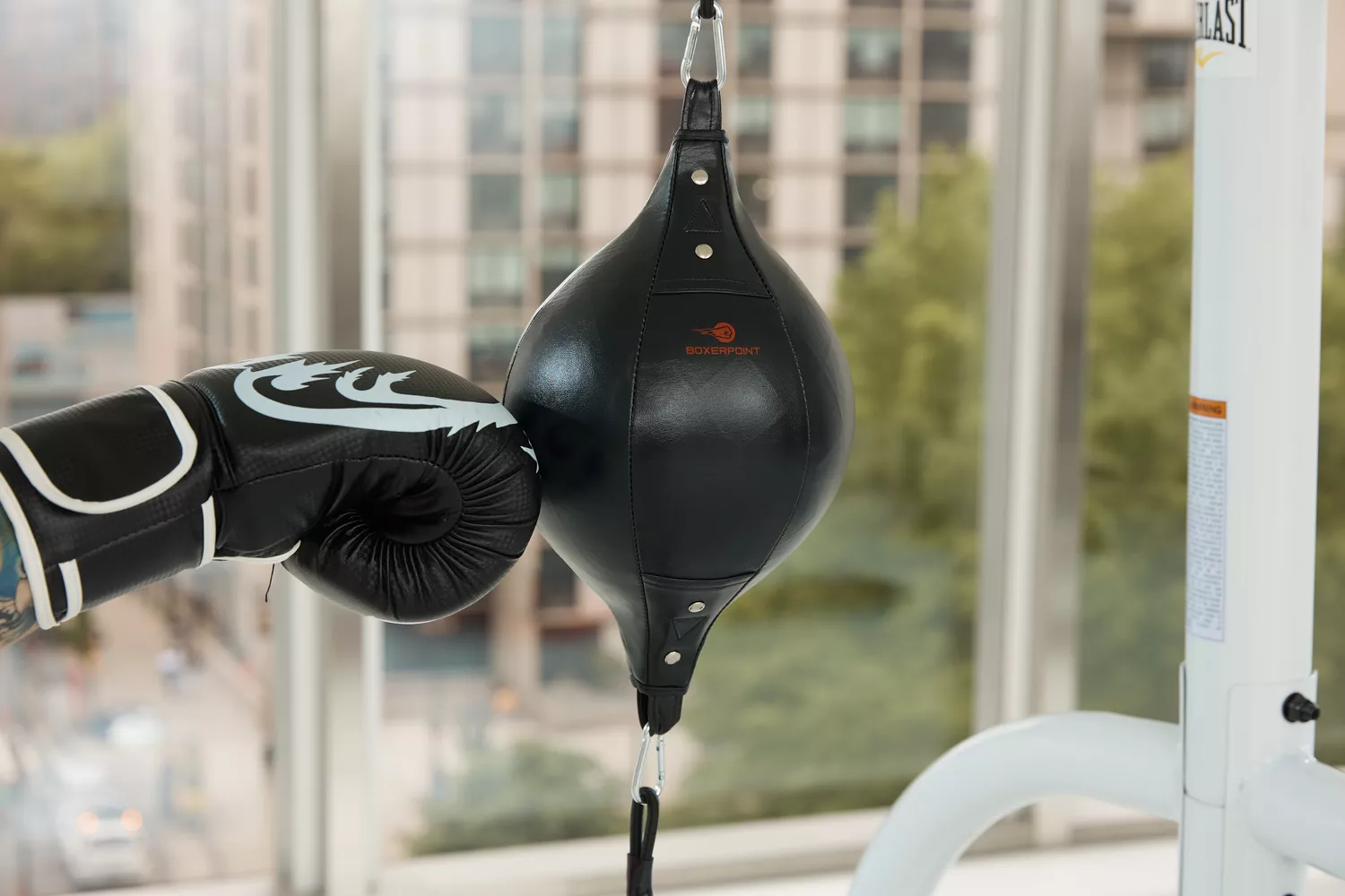 Close up punching BoxerPoint Double End Bag Boxing Set