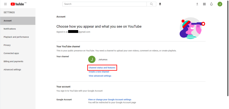 Verify Youtube Click Channel Status And Features 1
