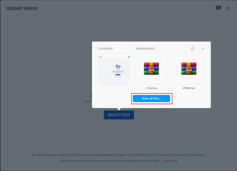 Verify Youtube Other Ways Click Show All Files..