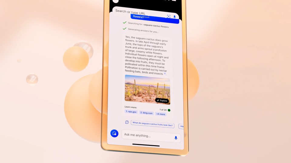 Bing Chat open on a smartphone showing visual results.