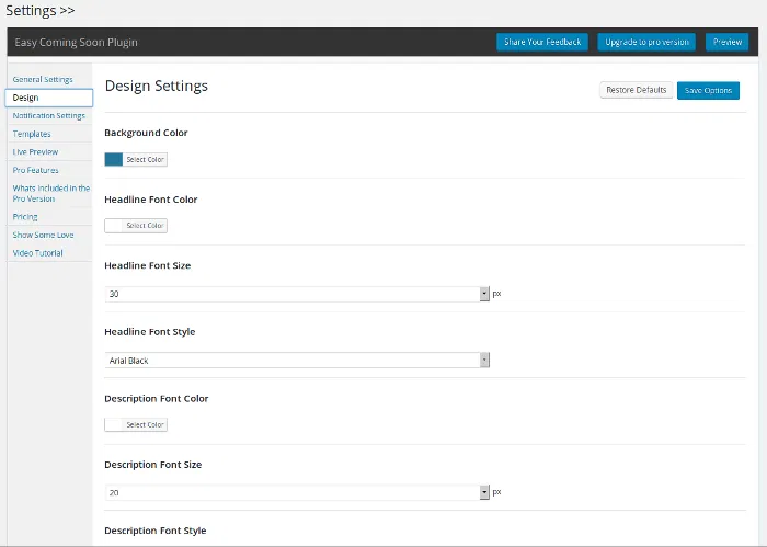 wp-coming-soon-page-02-easy-coming-soon-design-settings
