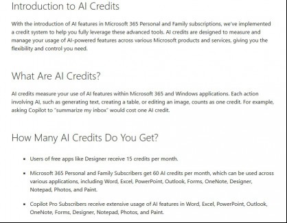 What are AI Credits Microsoft