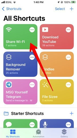 Wi Fi Password Share From Iphone Shortcut Run