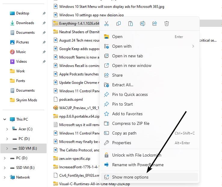 Windows 11 File Explorer Show More Options Context Menu