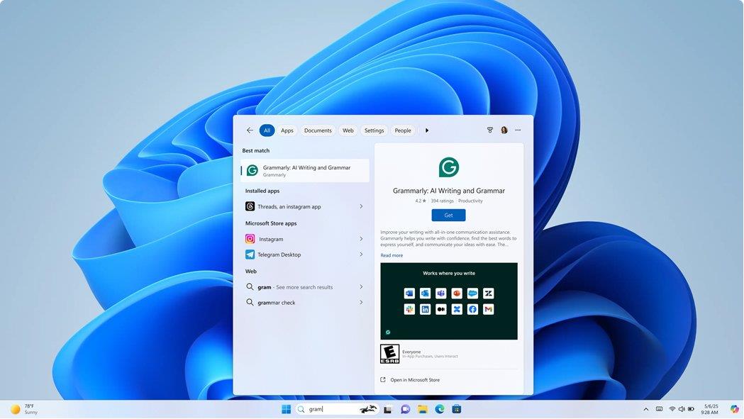 Windows Search to let users install Microsoft Store apps directly from the Start Menu