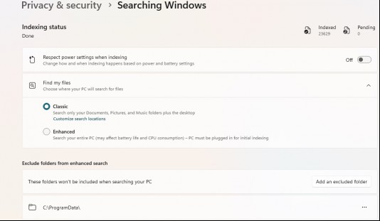 Windows 11 searching windows