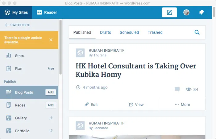 Wordpress Desktop -mte- my site - post new