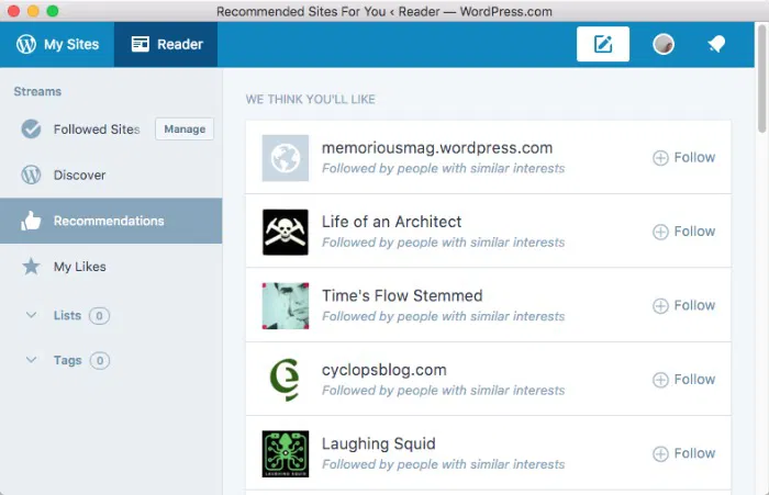 Wordpress Desktop -mte- reader - recommendation
