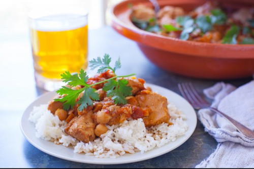 Easy Crock Pot Moroccan Chicken, Chickpea and Apricot Tagine