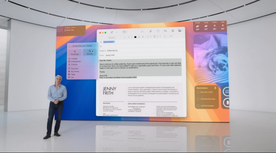 Apple showing writing features in Apple Intelligence.