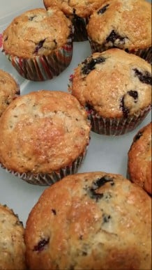 Easy Moist Banana Blueberry Muffins