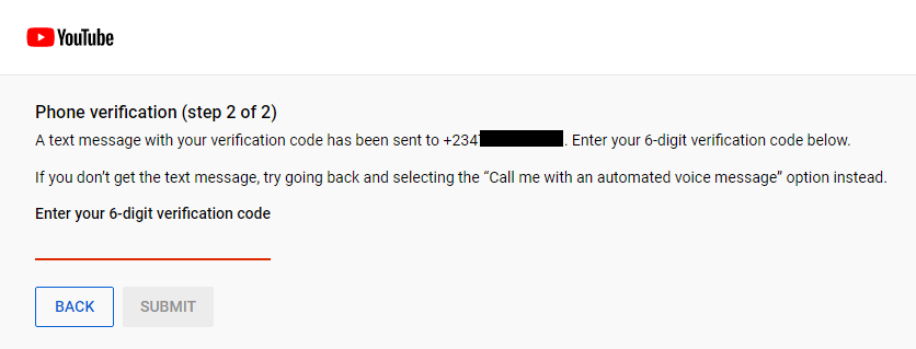 Youtube Verify Submit