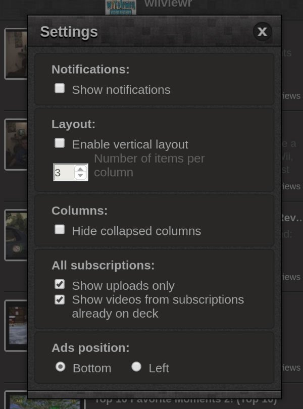 Video Deck Settings