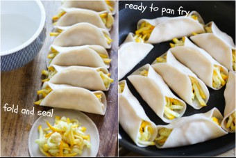 zucchini potstickers step two
