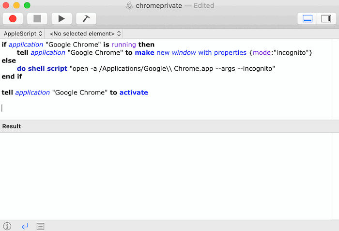The Apple Script editor.