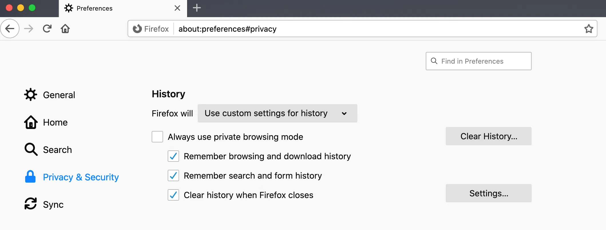 Automatically clear your browsing history when Mozilla Firefox closes.
