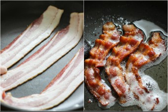 bacon with snow peas step one