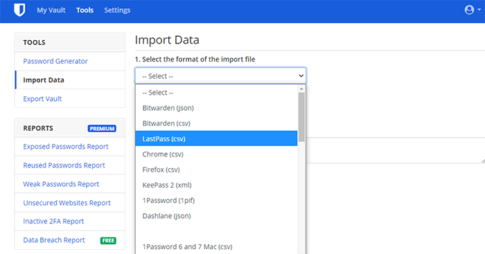 Bitwarden Import Data