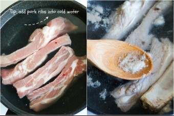 Boil the pork ribs