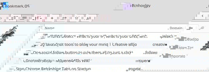 Bookmark OS List view.