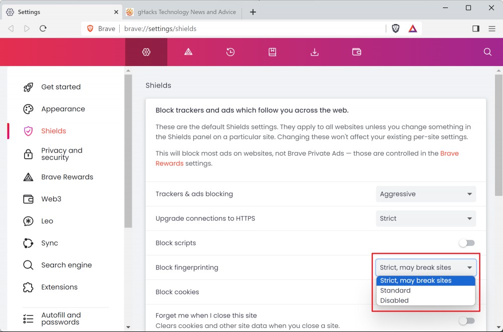 Brave Browser Fingerprinting