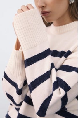 Drop Shoulder Striped Sweater