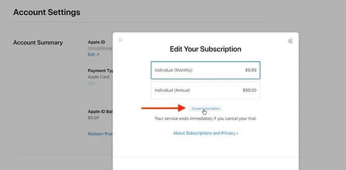 Cancel Apple Music Final Step Online Form