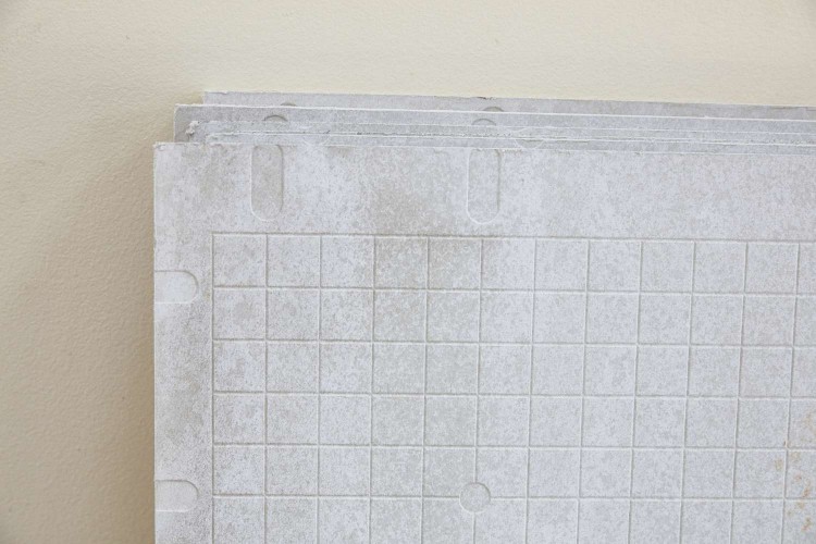 Cement backer boards stacked closeup