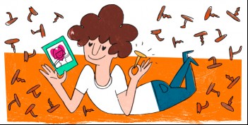 illustration of woman holding shiny new nail with a valentine surrounded by old rusty nails Italian expressions