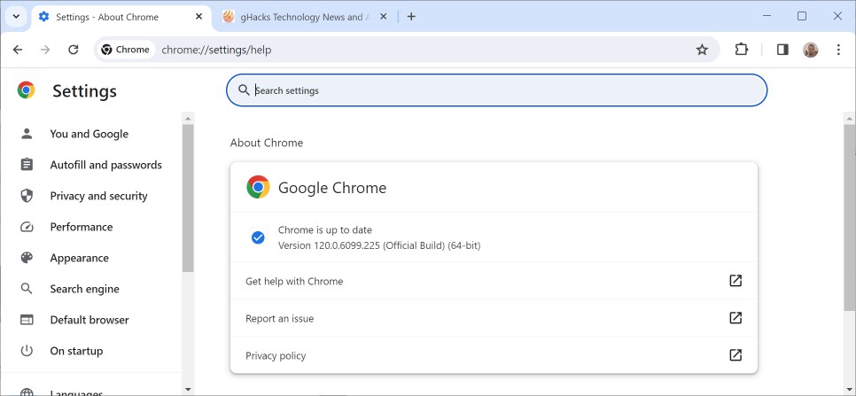 Chrome 120 Security update