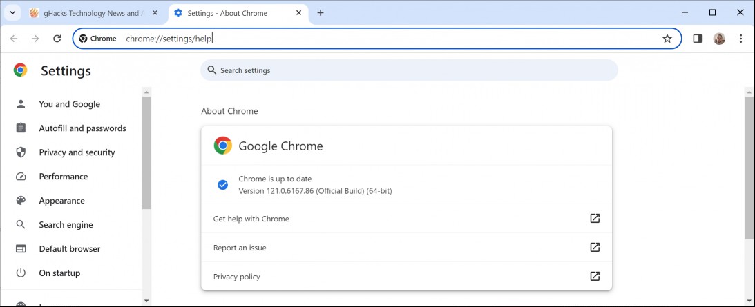 Google Chrome 121