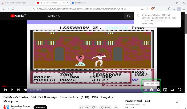 Chrome Take Screenshots of YouTube videos