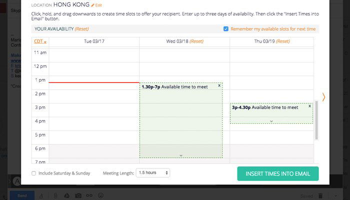 Hold, drag and set meetings.