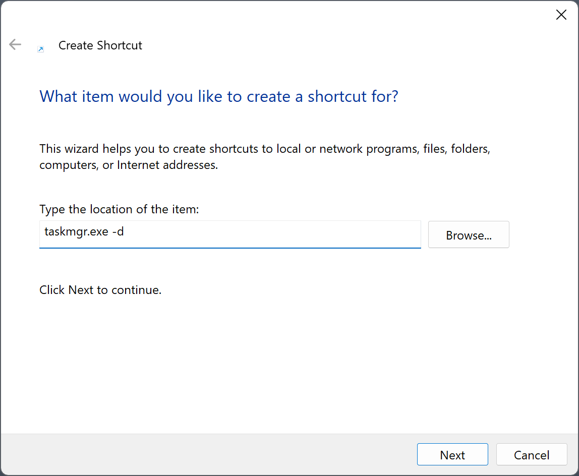 Classic Task Manager shortcut