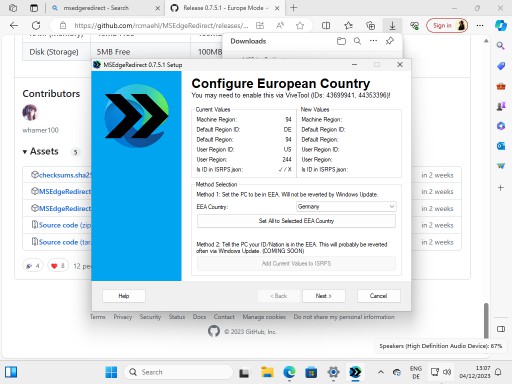 Configure European Country