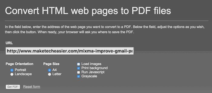 HTML to PDF website.