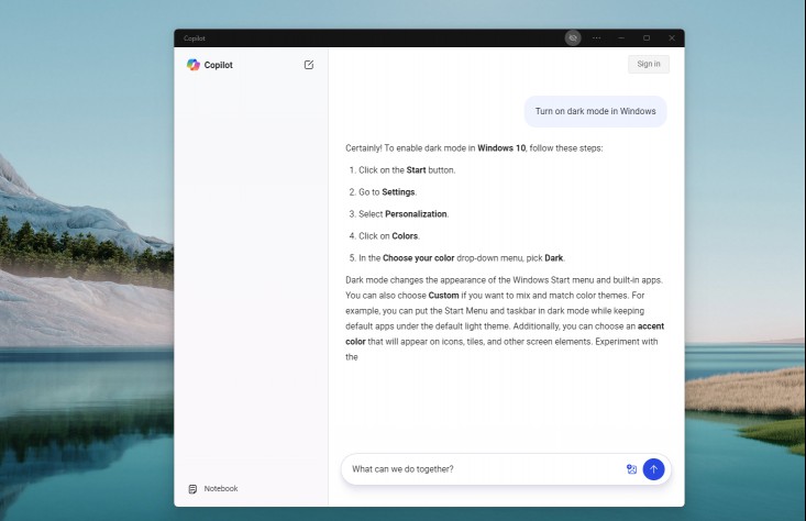 Copilot app Windows 11