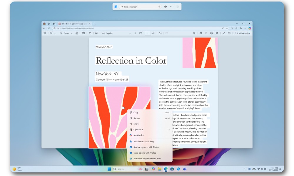 Click to Do feature in Windows 11.