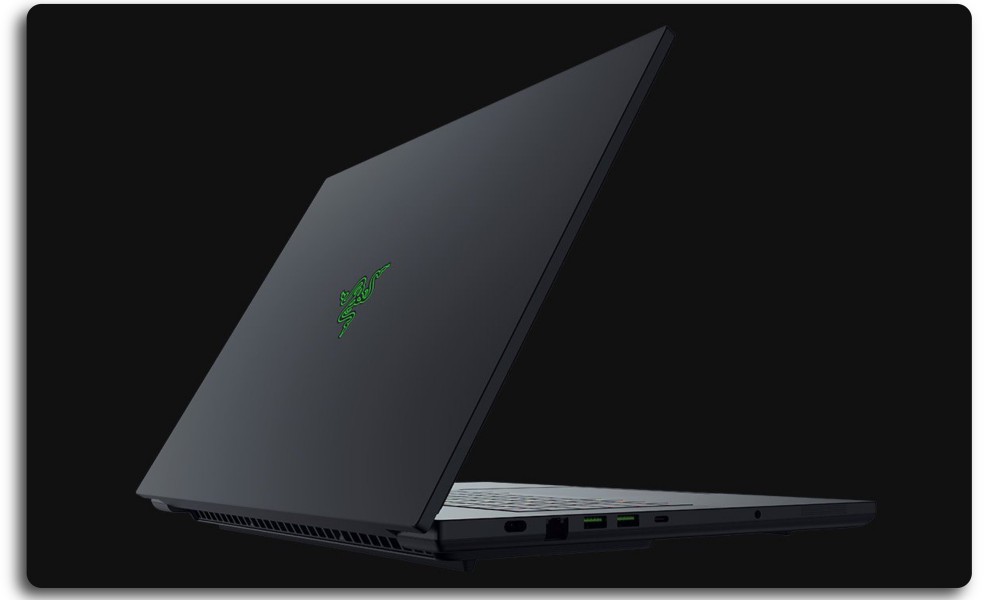Razer Blade 18 laptop against a dark background.